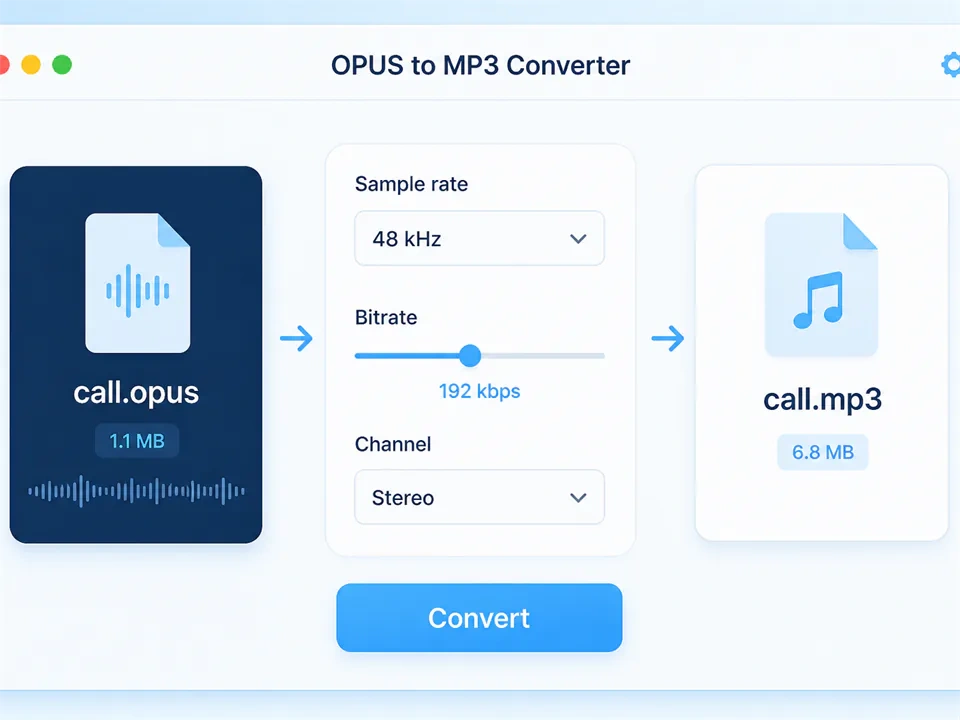 MP3 변환기에 OPUS-MP3 로 OPUS 음성 메모를 변경